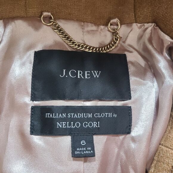 J Crew Stadium Cloth Nello Gori Wool Coat Jacket Fur Hood Size 6 Outerwear - Picture 2 of 14